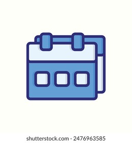 calendario, icono de interfaz de usuario azul aislado