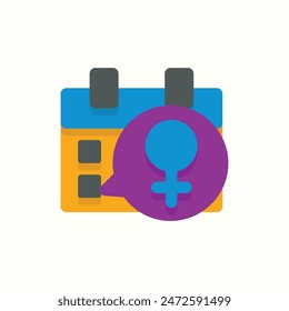 calendar icon, isolated flat color womens day icon illustration