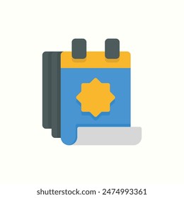 calendar icon, isolated flat color ramadan icon set