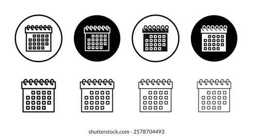 Calendar icon Isolated flat vector in outline