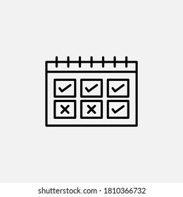 Calendar icon isolated on background. Attendance symbol modern, simple, vector, icon for website design, mobile app, ui. Vector Illustration