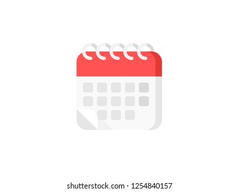 Calendar icon isolated on white background. Flat design. Vector illustration