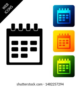 Calendar icon isolated on white background. Set icons colorful square buttons. Vector Illustration