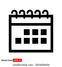 Calendar icon isolated on white background. Vector illustration.