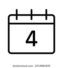Ícone de calendário isolado no fundo branco. Ícone de calendário com dia específico.