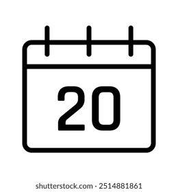 Calendar icon isolated on white background. Calendar icon with specific day.