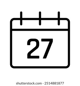 Calendar icon isolated on white background. Calendar icon with specific day.