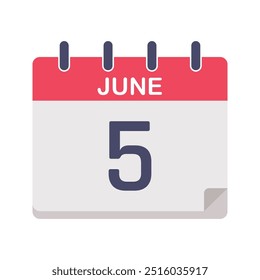 Calendar icon isolated on white background. Calendar icon with specific day. June calendar vector Illustration.