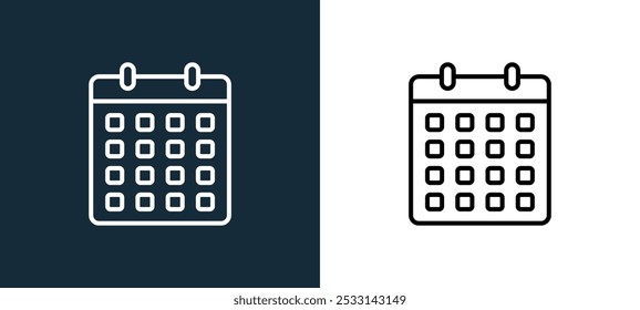 calendar icon isolated on white and black colors. calendar outline linear vector icon from office stationery collection for mobile apps, web and ui.