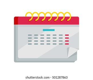 Calendar icon isolated on white. Calendar app icon in flat style design. Calendar icon page, monthly calendar, date and time, web organizer application, button organize today. Vector illustration