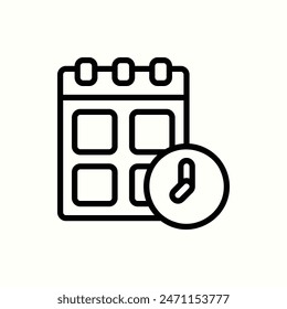 calendar icon, isolated outline project set icon
