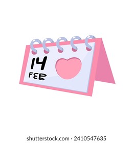Icono de calendario con estilo isométrico 3d en fondo blanco Día de San Valentín