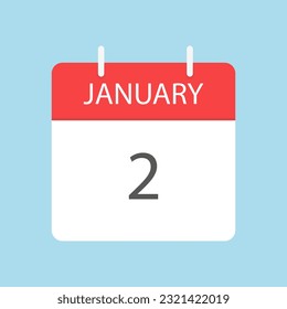 Calendar icon. January calendar. Calendar to tear off every day. Vector illustration in flat style. Isolated on a light blue background.
