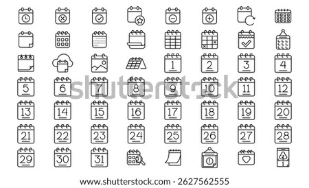 calendar icon line collection vector design in trendy style with editable stroke