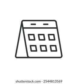 Calendário, ícone em design de linha. Calendário, data, agenda, planejador, hora, dia, mês no vetor de plano de fundo branco. Ícone de traçado editável do calendário