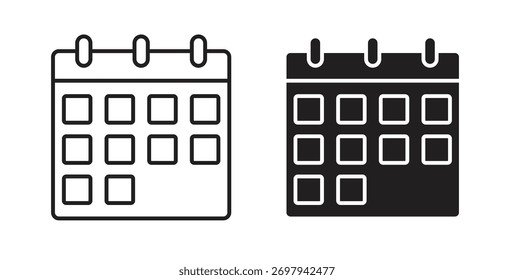 Línea del icono del calendario. eps 10 Ilustración vectorial