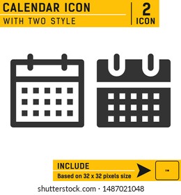 Calendar icon with line and solid style. Event, agenda vector icon for web design, ui, ux, mobile app on isolated on white background. Icon for business purposes and more. Flat design. Eps file