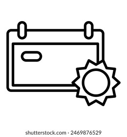 calendar icon, line icon of summer, beach gear