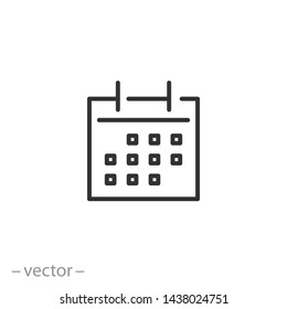 calendar icon, calendar line symbol for web and mobile phone on white background - editable stroke vector illustration eps10