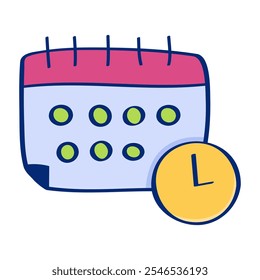 Calendar icon in lineal color style