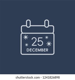 Calendar icon. Calendar linear design concept from Christmas collection. Simple element vector illustration on dark blue background.