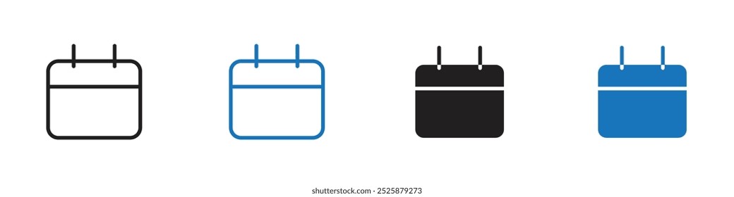 Calendar icon linear graphics set vector in black