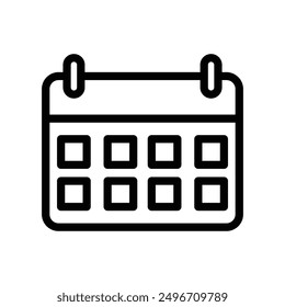 Icono de calendario lineal logo marca en blanco y negro