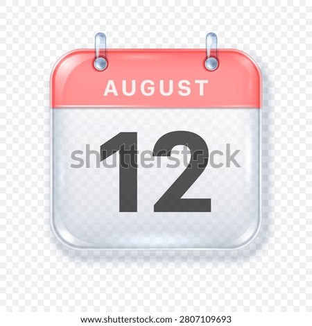 Calendar icon in liquid glass style. Vector 3D illustration.