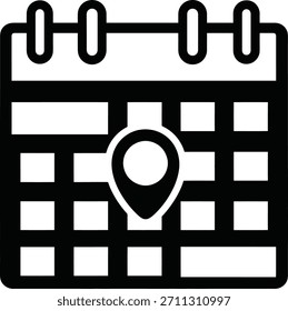 Icono de calendario con un pin de ubicación