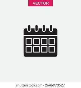 Calendar icon or logo isolated sign symbol, vector flat black simple illustration for web and app..eps