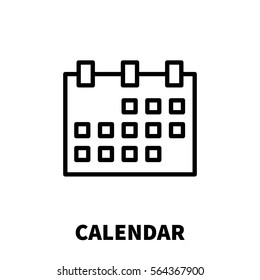 Calendar icon or logo in modern line style. High quality black outline pictogram for web site design and mobile apps. Vector illustration on a white background.
