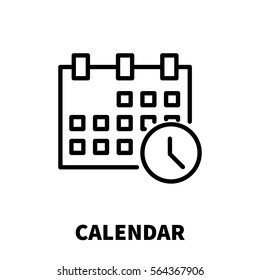 Calendar icon or logo in modern line style. High quality black outline pictogram for web site design and mobile apps. Vector illustration on a white background.