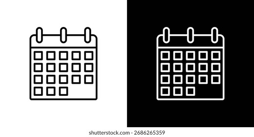 Calendar icon logo vector designs. icon set in a black and white strokes