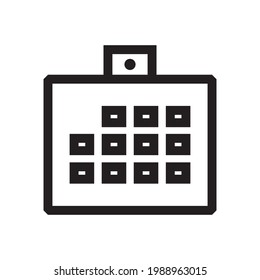 calendar icon or logo vector illustration of isolated sign symbol, vector illustration with high quality black outline.