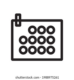 Icono de calendario o ilustración vectorial de logo aislado, ilustración vectorial con contorno negro de alta calidad.