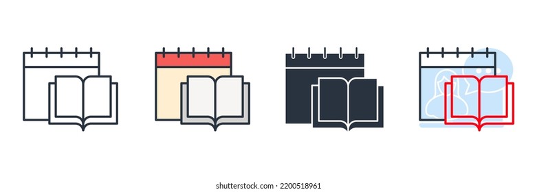 Calendar icon logo vector illustration. study program calendar and book symbol template for graphic and web design collection