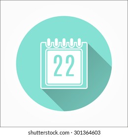 Calendar  - icon with long shadow, flat design. Vector illustration