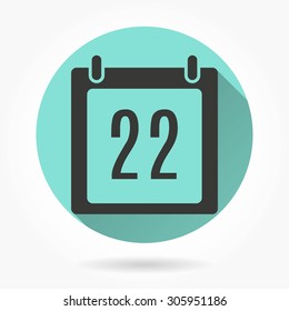 Calendar - icon with long shadow, flat design. Vector illustration