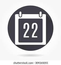 Calendar  icon with long shadow, flat design. Vector illustration.