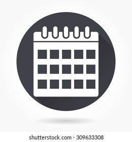 Calendar  icon with long shadow, flat design. Vector illustration.