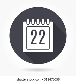 Calendar  icon with long shadow, flat design. Vector illustration.
