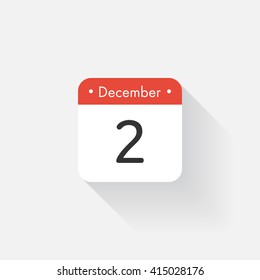 Calendar Icon with long shadow. Flat style. Date,day and month. Reminder. Vector illustration. Organizer application, app symbol. Ui. User interface sign. December. 2