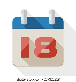 Calendar icon with long shadow on white