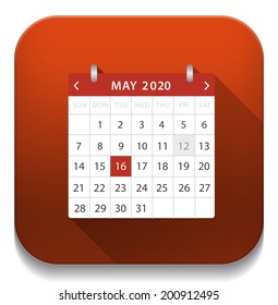 calendar icon With long shadow over app button