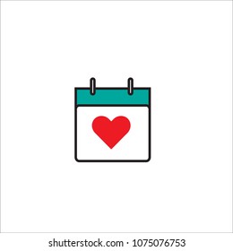 Calendar Icon Love Logo Design Element