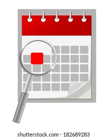 Calendar icon and magnifying glass