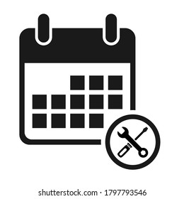 Calendar icon maintenance, date event symbol isolated on white background. Vector web button