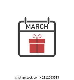 Calendar icon for March 8. March 8 on a white background.