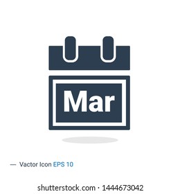 Calendar icon, March, Editable stroke. Vector illustration, eps10, Sign Icon - Vector