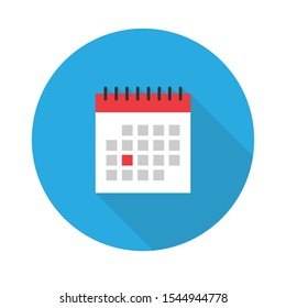 Calendar icon. Mark the date, holiday, important day concepts.Flat icon. Vector illustration in a simple style with a falling shadow. 10 eps.